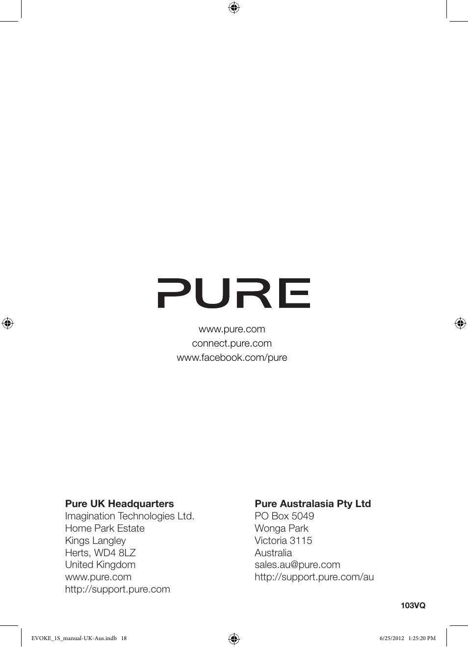 Pure Evoke-1S User Manual | Page 20 / 20