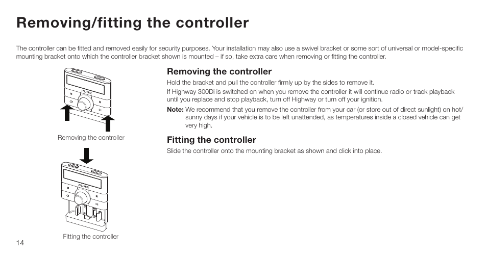 Removing/fitting the controller | Pure Highway 300Di - User Guide User Manual | Page 16 / 24