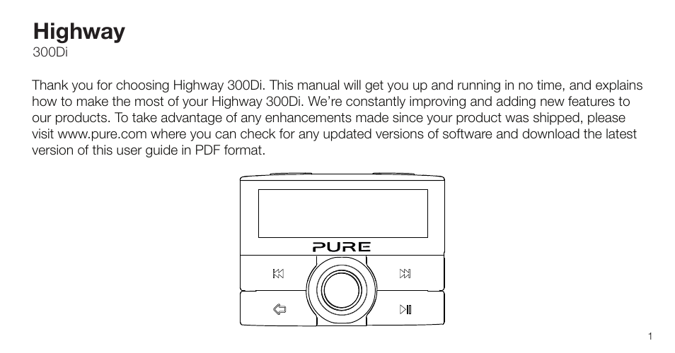 Highway | Pure Highway 300Di - User Guide User Manual | Page 3 / 24