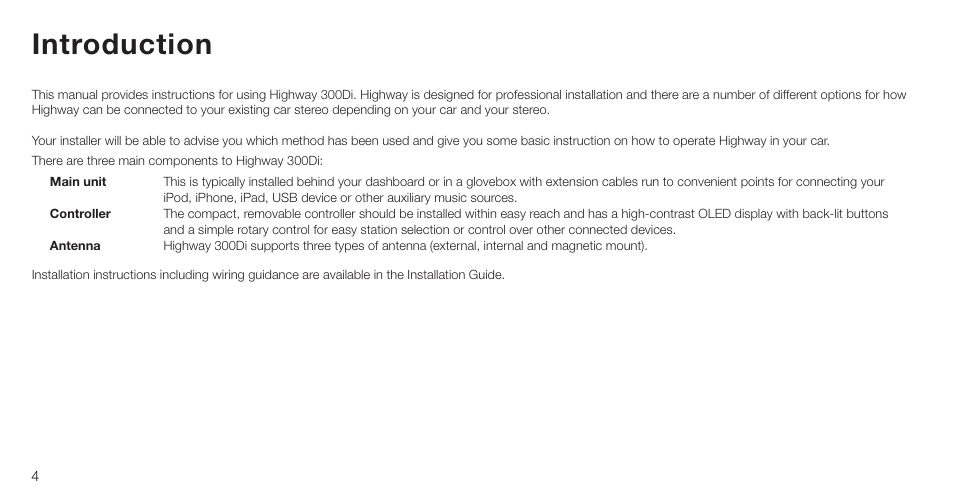 Introduction | Pure Highway 300Di - User Guide User Manual | Page 6 / 24