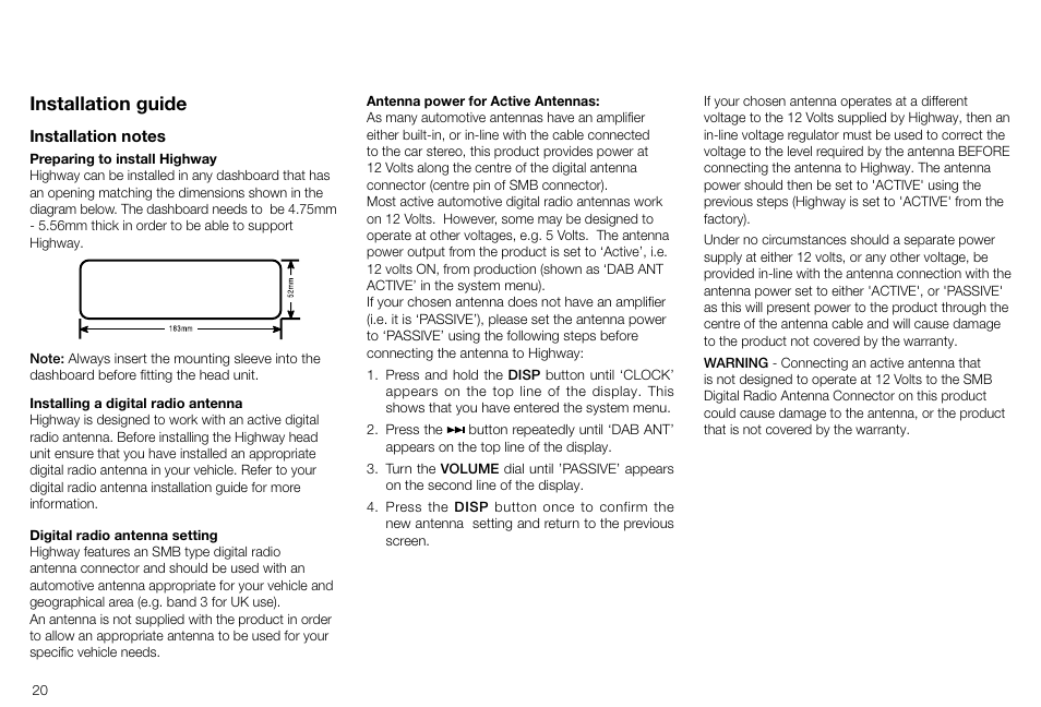 Installation guide | Pure Highway H260DBi User Manual | Page 20 / 28