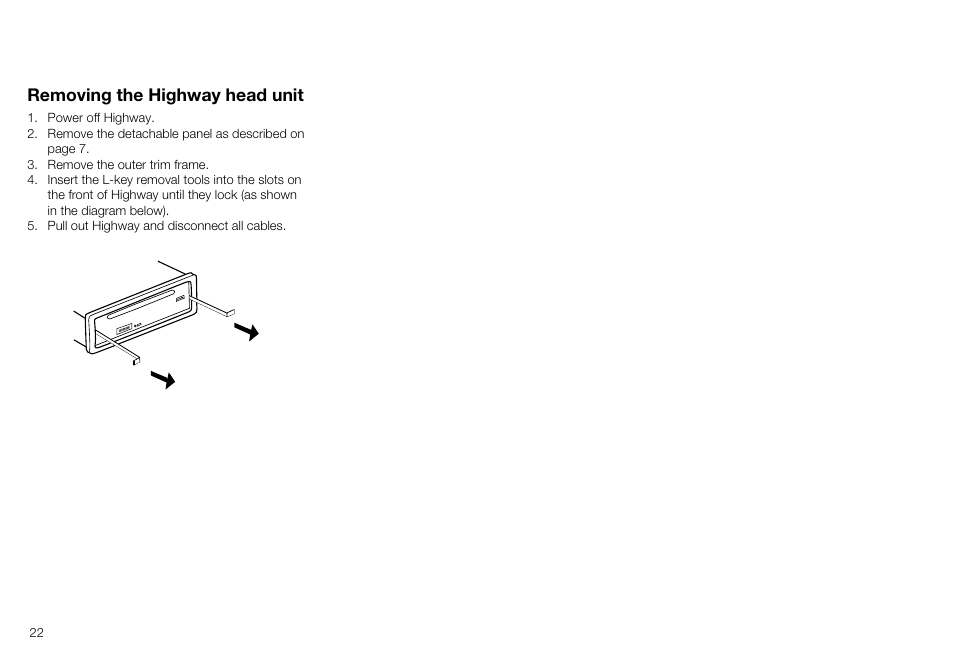Removing the highway head unit | Pure Highway H260DBi User Manual | Page 22 / 28
