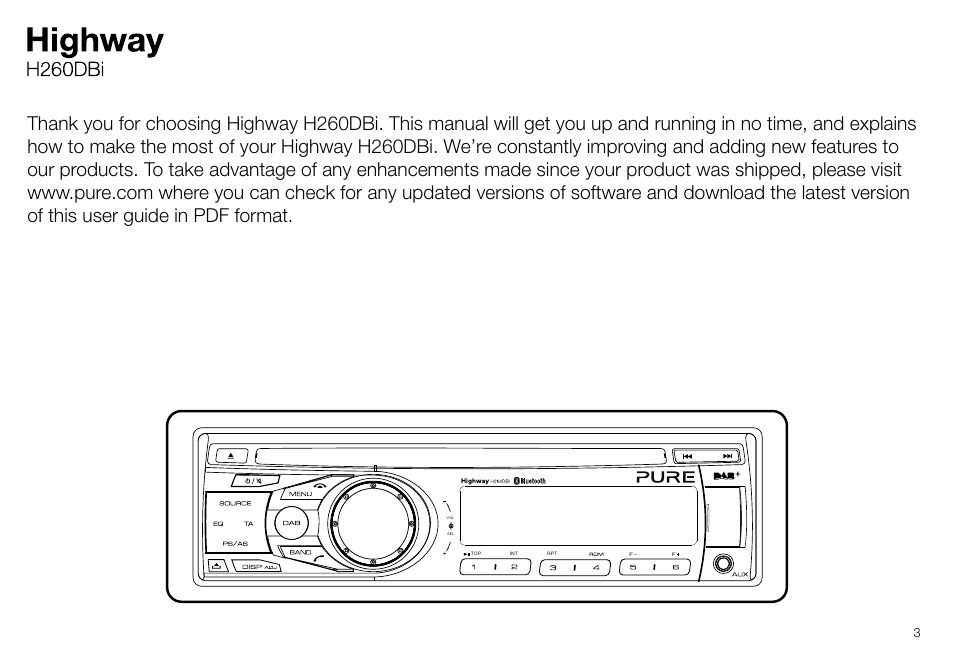 Pure Highway H260DBi User Manual | Page 3 / 28