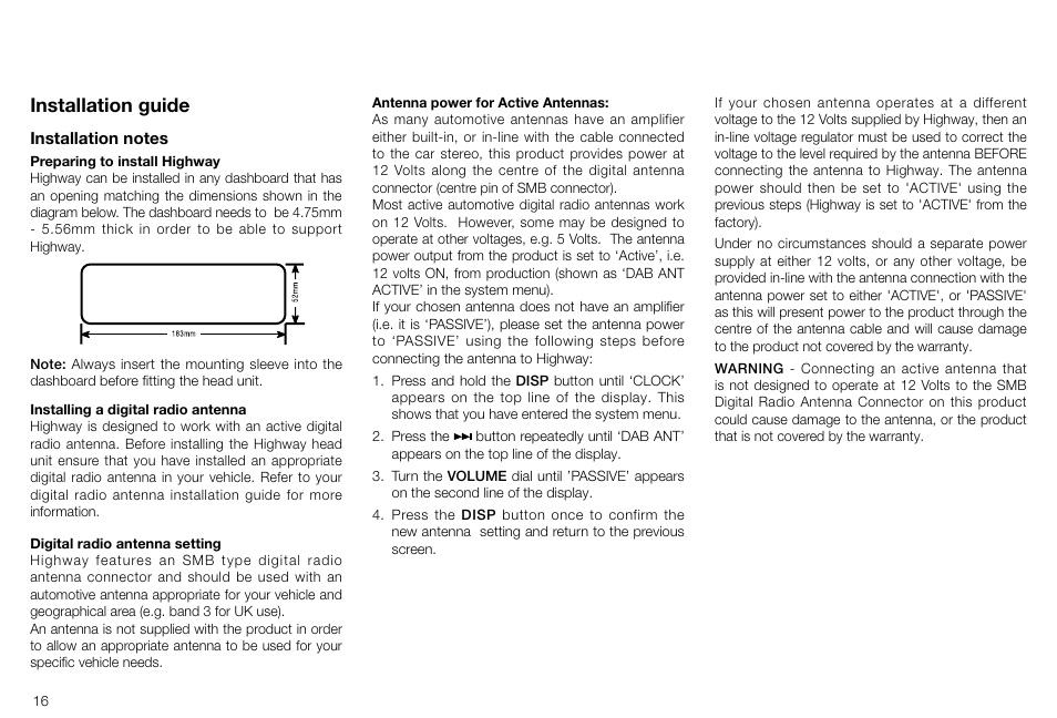 Installation guide | Pure Highway H240Di User Manual | Page 16 / 20