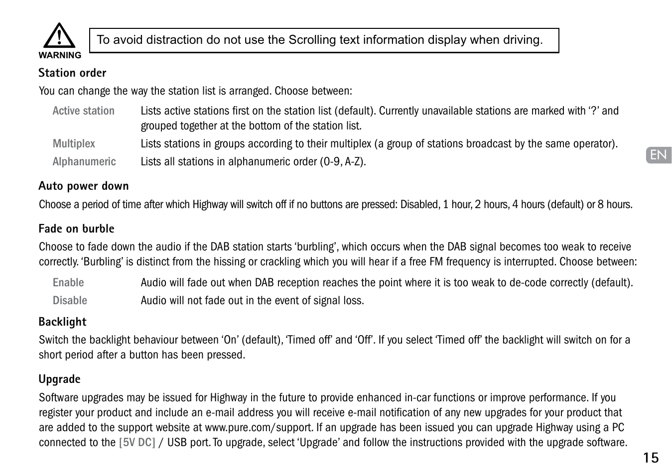 Pure Highway User Manual | Page 17 / 24