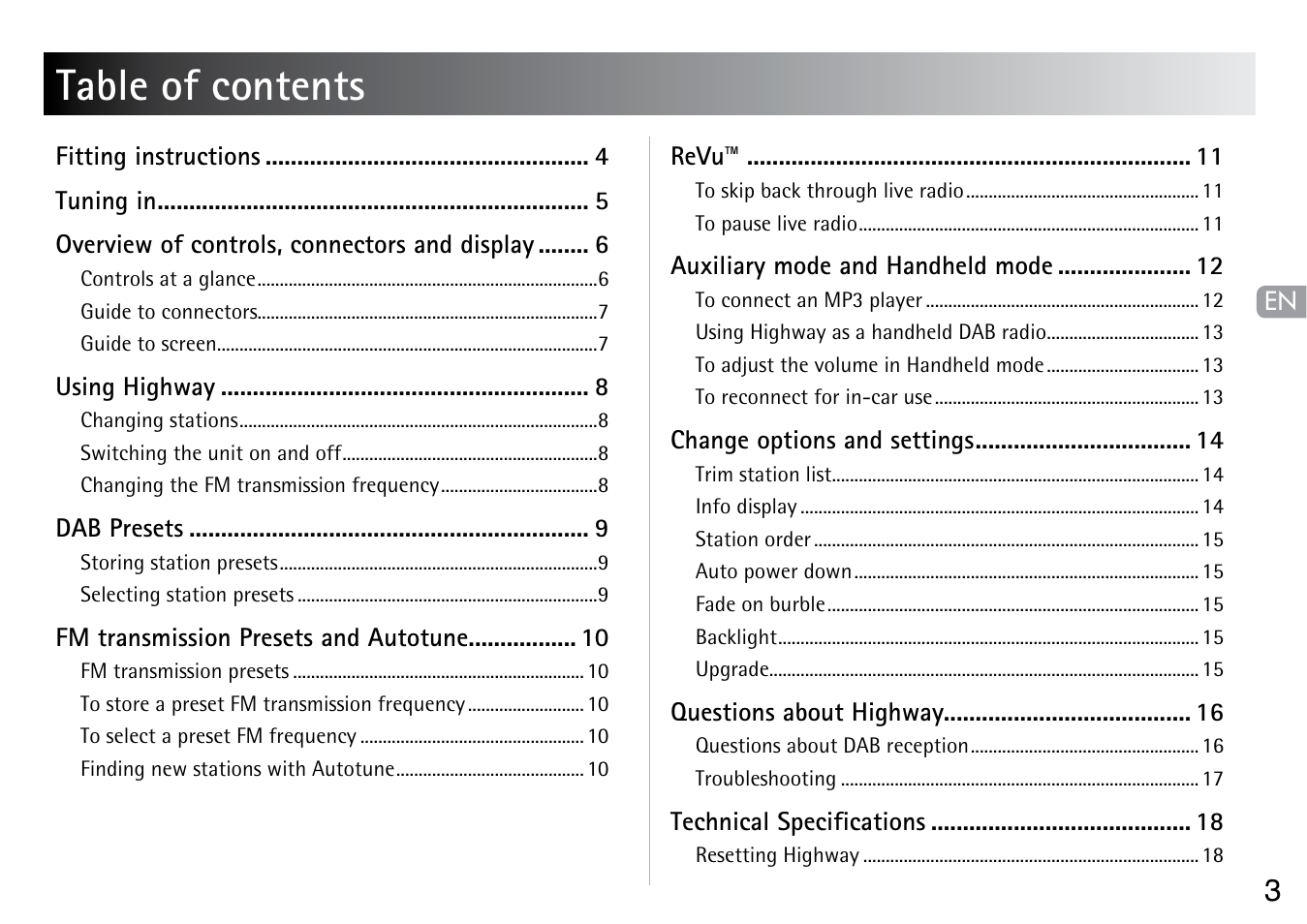 Pure Highway User Manual | Page 5 / 24