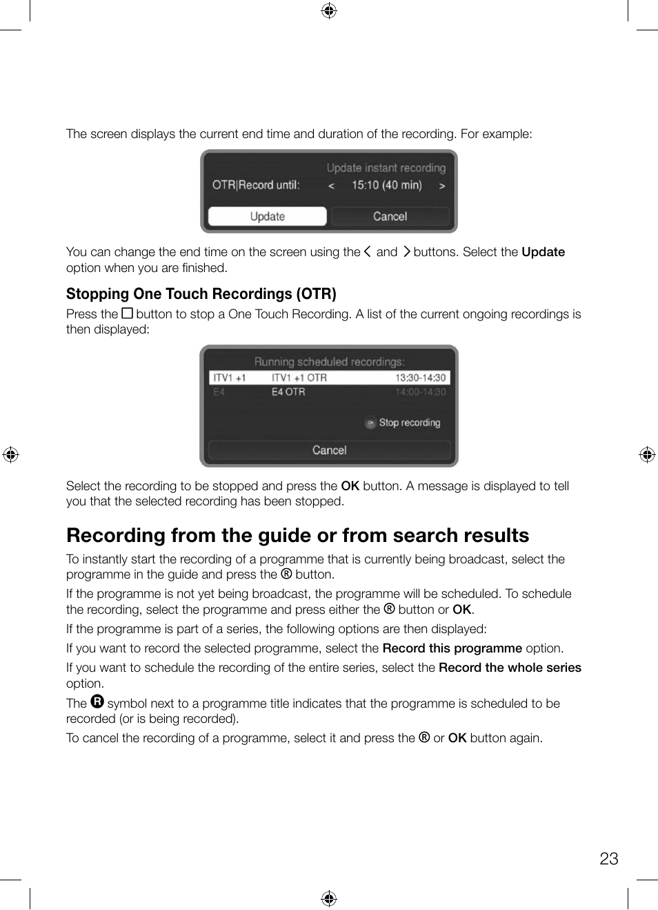 Recording from the guide or from search results | Pure Avalon 300R Connect User Manual | Page 27 / 64