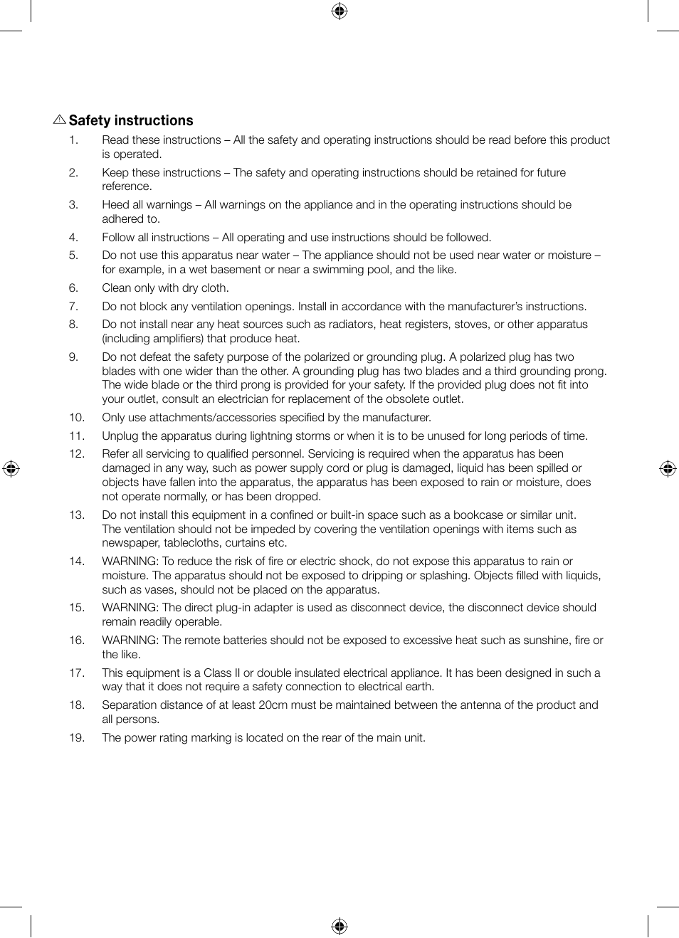 Safety instructions | Pure Avalon 300R Connect User Manual | Page 4 / 64