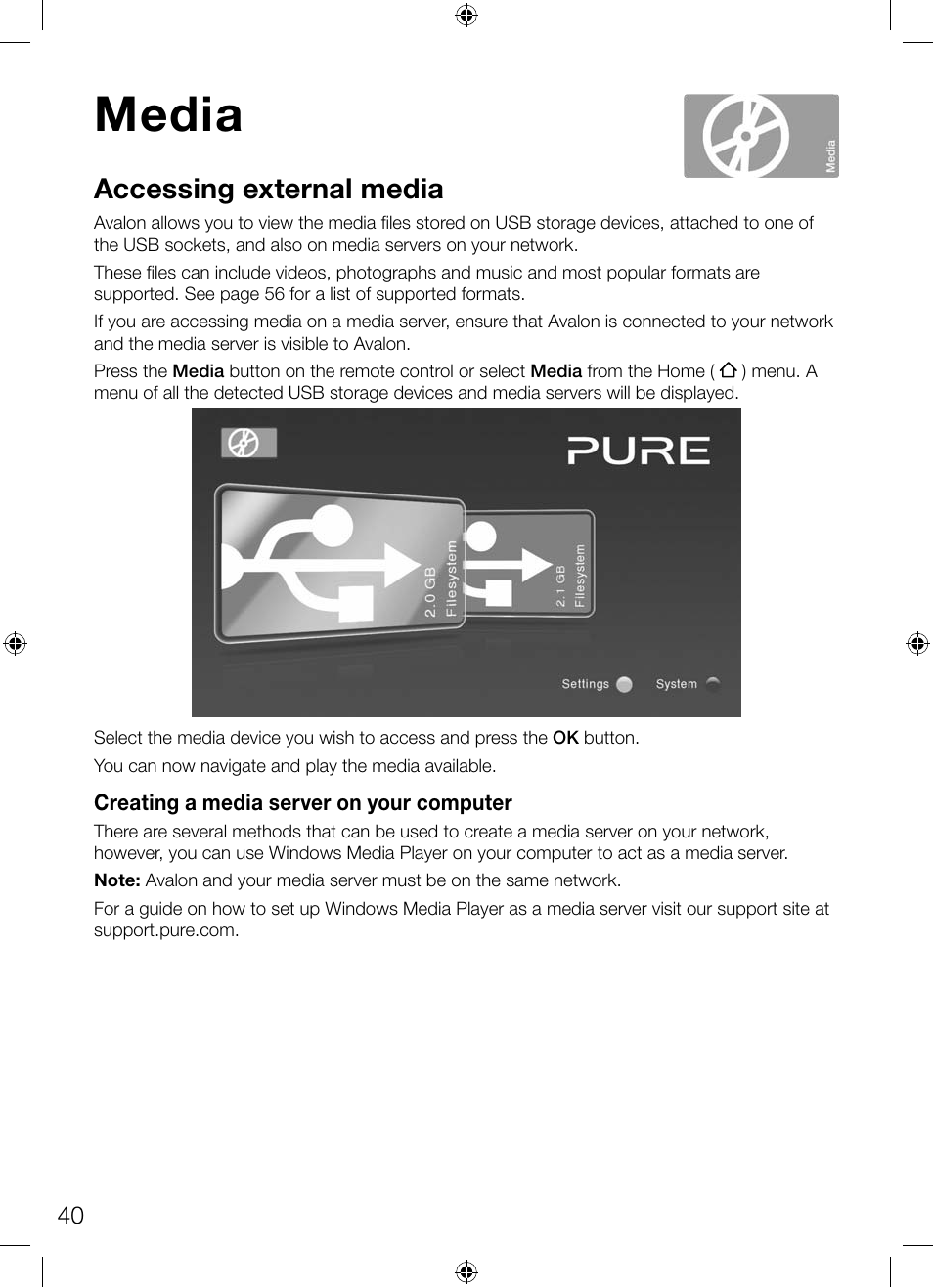 Media | Pure Avalon 300R Connect User Manual | Page 44 / 64