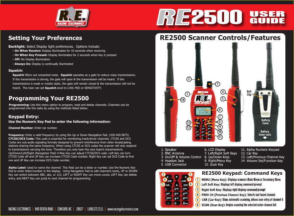 Racing Electronics RE2500 User Manual | 2 pages