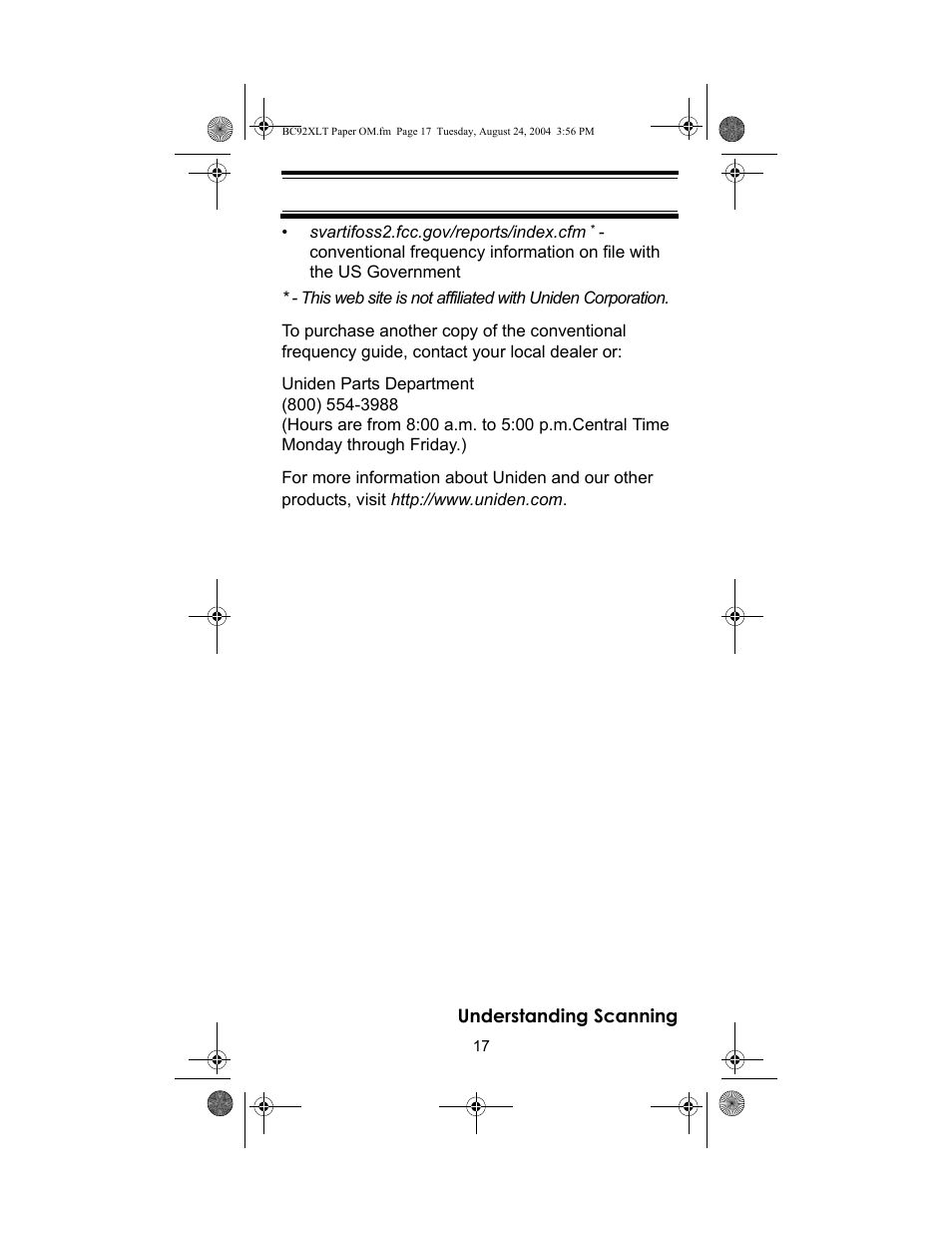 Racing Electronics BC92XLT User Manual | Page 17 / 62