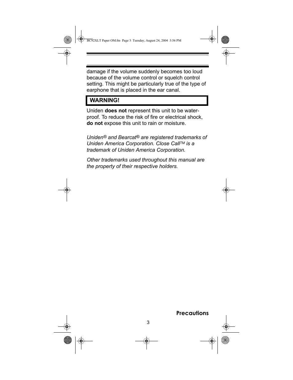 Racing Electronics BC92XLT User Manual | Page 3 / 62