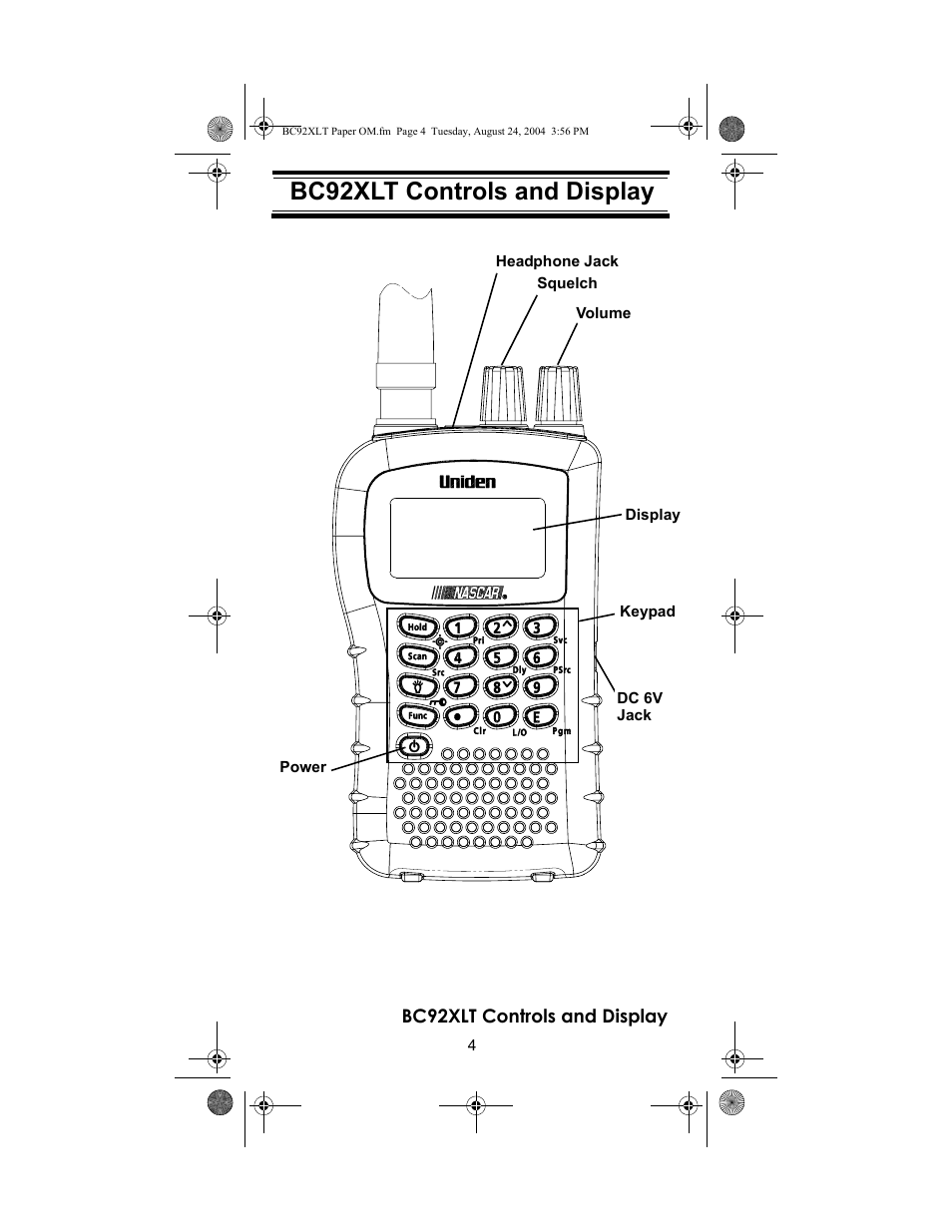 Bc92xlt controls and display | Racing Electronics BC92XLT User Manual | Page 4 / 62
