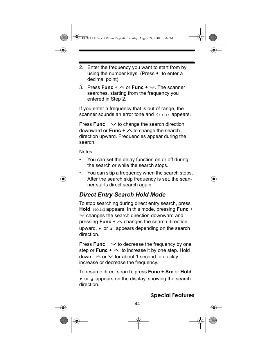 Racing Electronics BC92XLT User Manual | Page 44 / 62
