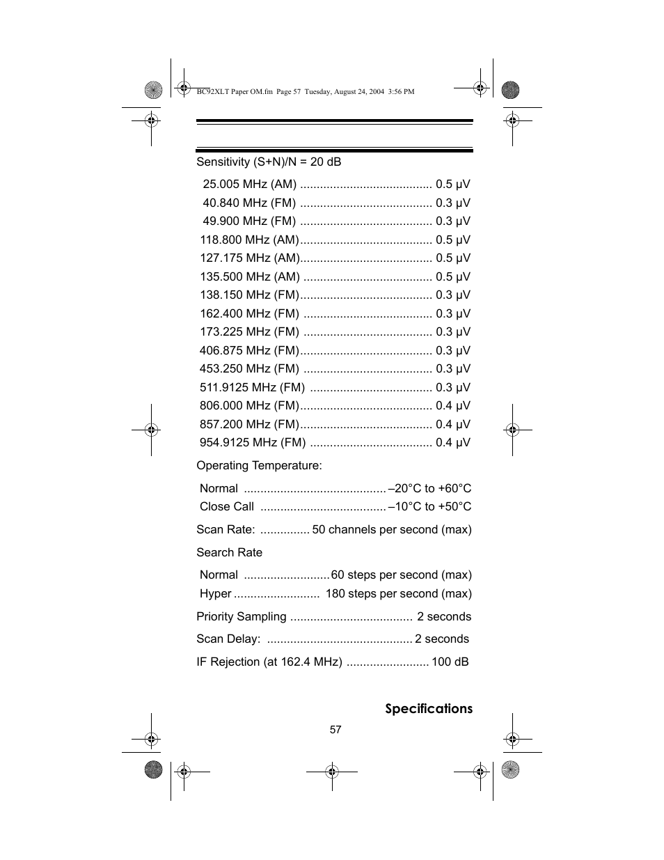 Racing Electronics BC92XLT User Manual | Page 57 / 62