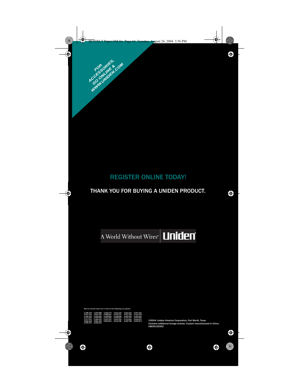 Register online today | Racing Electronics BC92XLT User Manual | Page 62 / 62