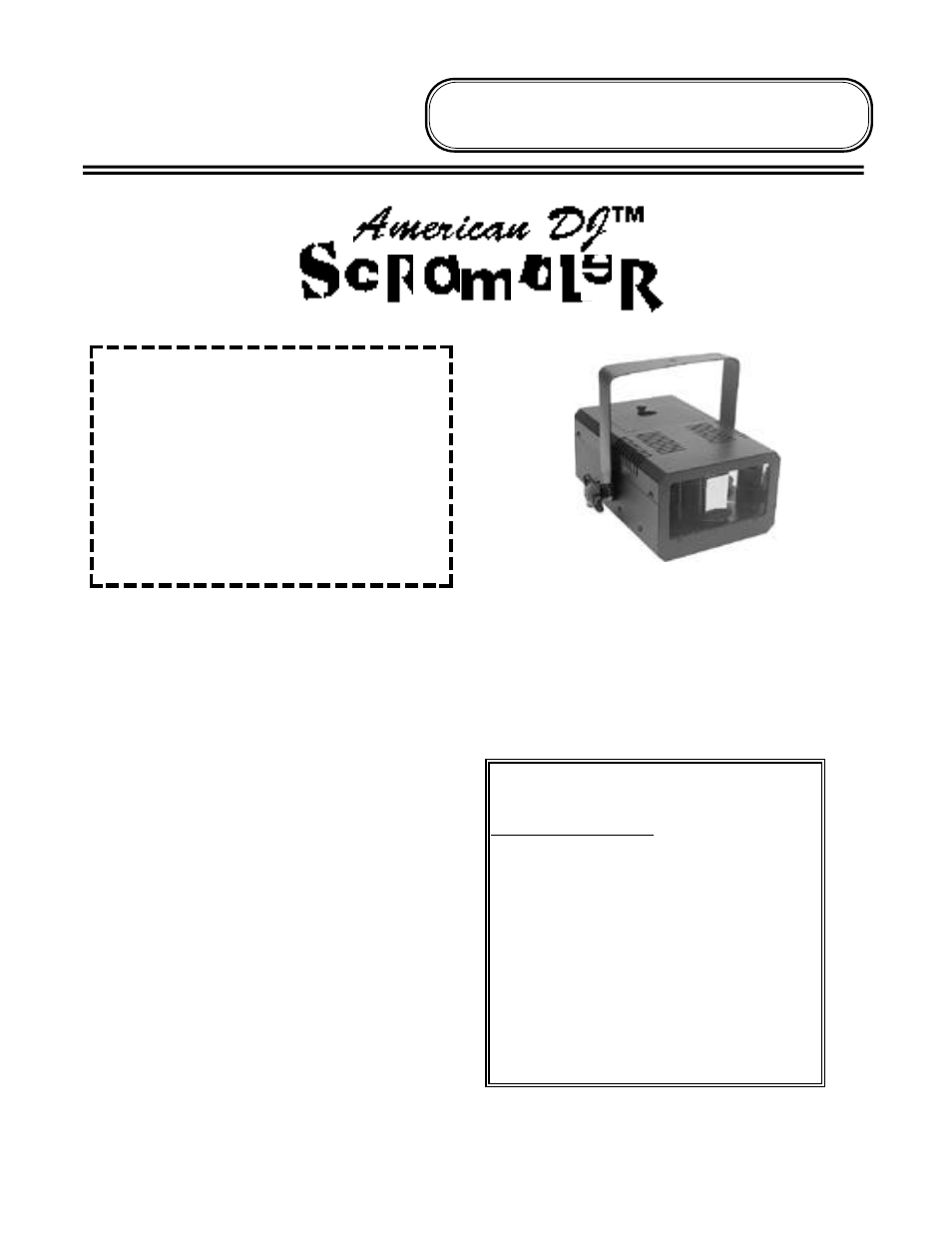 American DJ Scrambler User Manual | 1 page