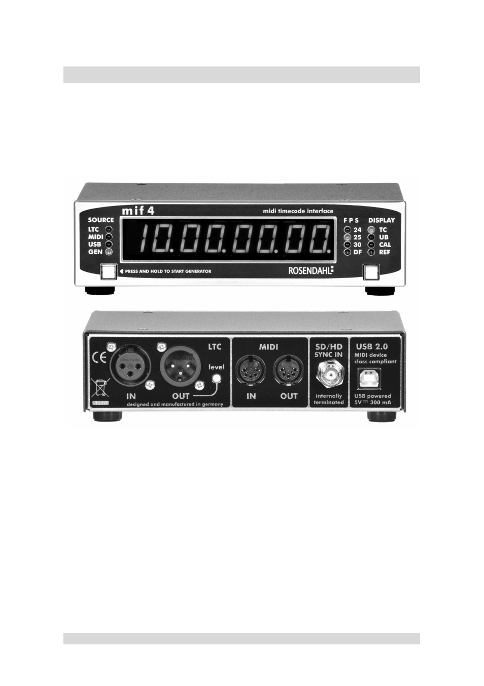 Powering up and selecting timecode source | Rosendahl mif 4 User Manual | Page 4 / 14