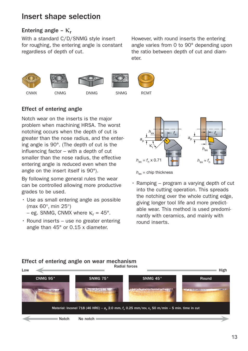 Insert shape selection, Entering angle | Sandvik Coromant Heat resistant super alloys User Manual | Page 15 / 132