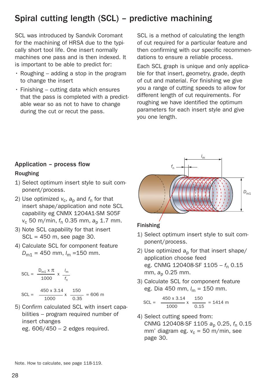 Scl – predictive machining, Spiral cutting length (scl) – predictive machining, Application – process flow | Sandvik Coromant Heat resistant super alloys User Manual | Page 30 / 132