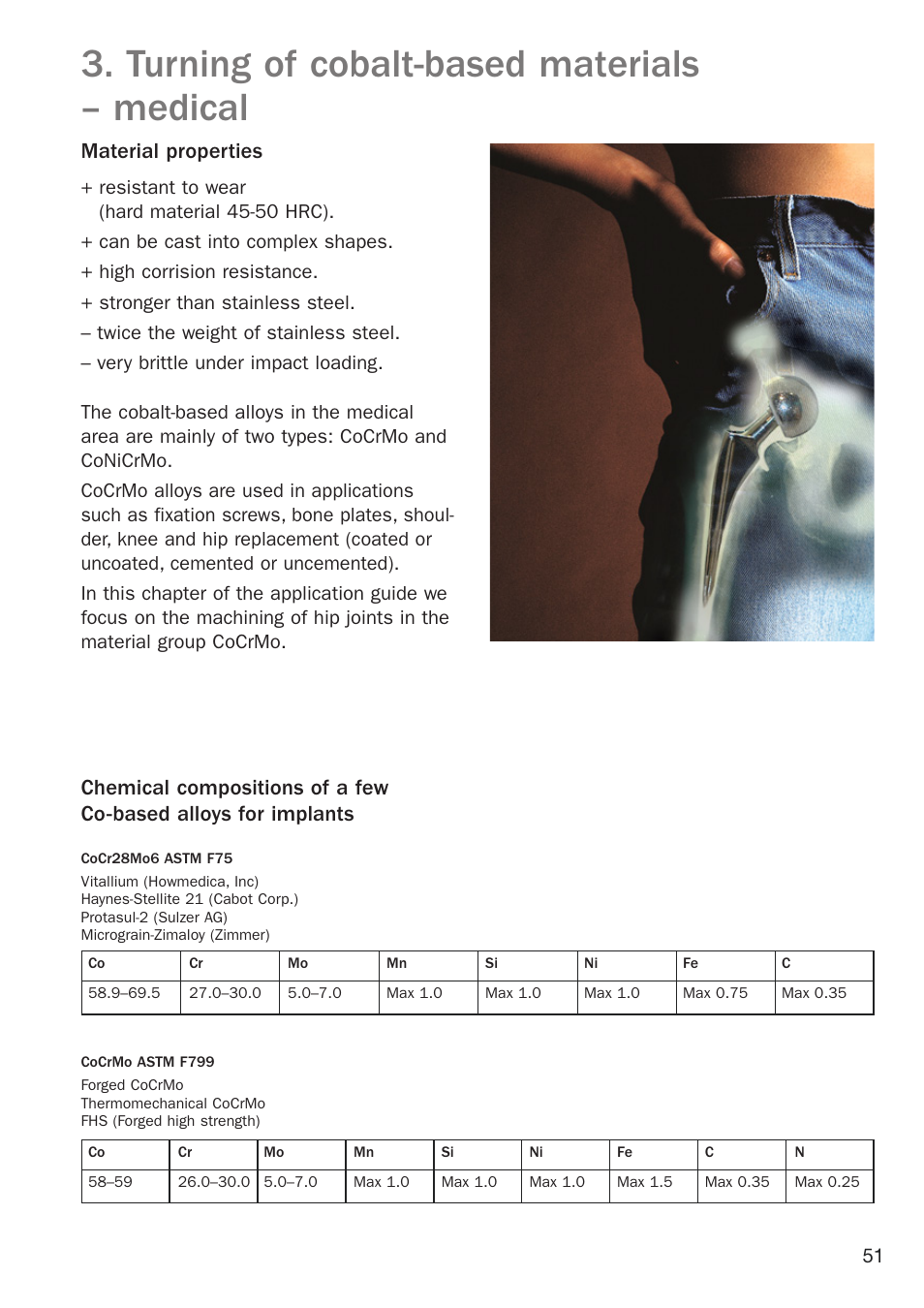 Turning of cobalt-based materials, Turning of cobalt-based materials – medical, Material properties | Sandvik Coromant Heat resistant super alloys User Manual | Page 53 / 132