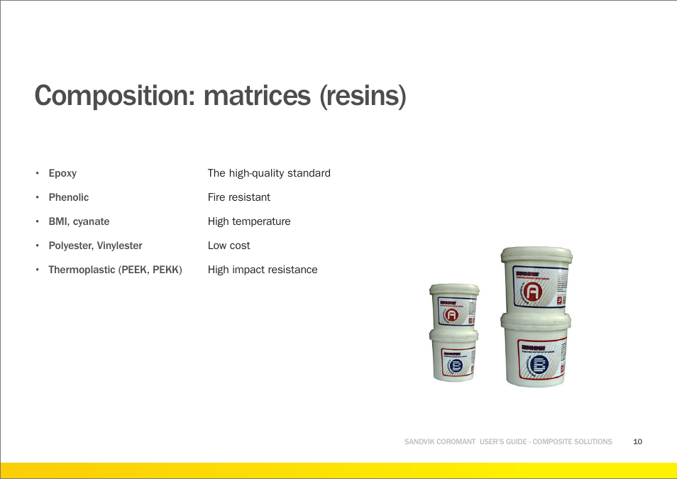 Composition: matrices (resins) | Sandvik Coromant Machining carbon fibre materials User Manual | Page 10 / 63