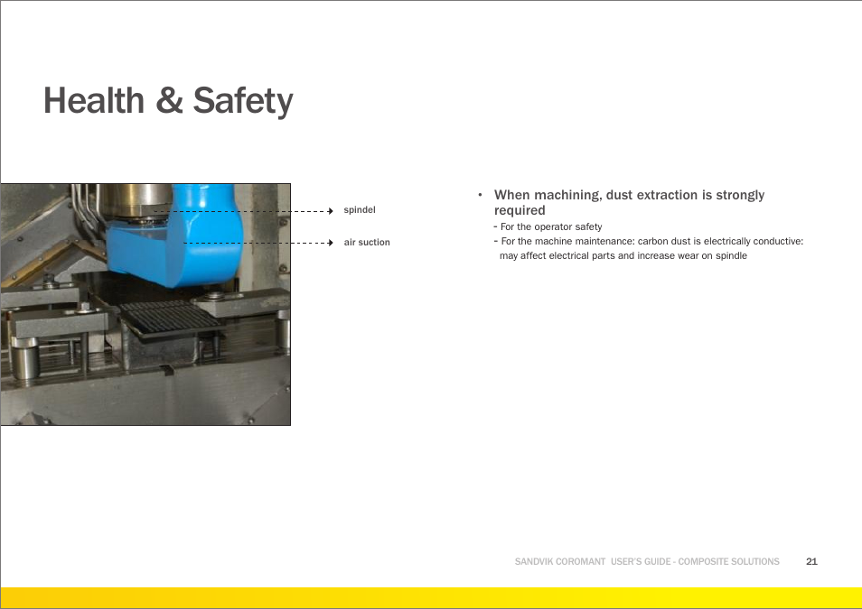 Health & safety | Sandvik Coromant Machining carbon fibre materials User Manual | Page 21 / 63