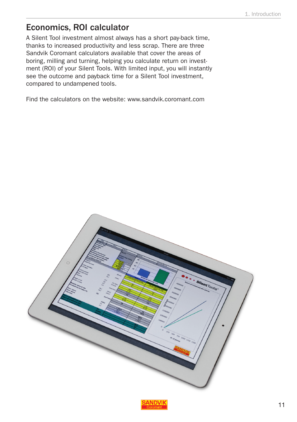 Economics, roi calculator | Sandvik Coromant Silent tools - application guide User Manual | Page 13 / 100