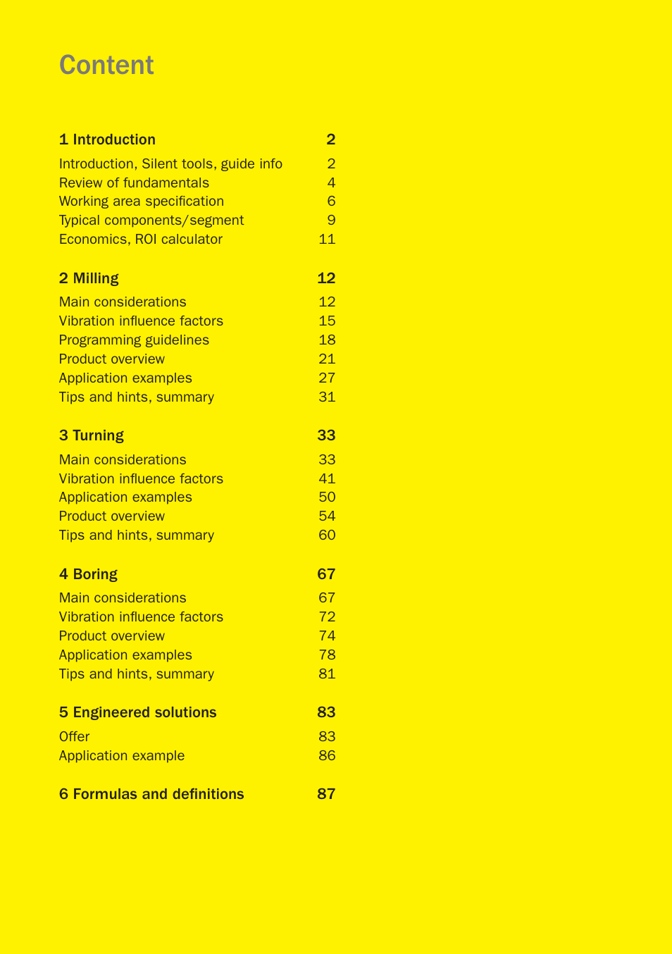 Content | Sandvik Coromant Silent tools - application guide User Manual | Page 3 / 100