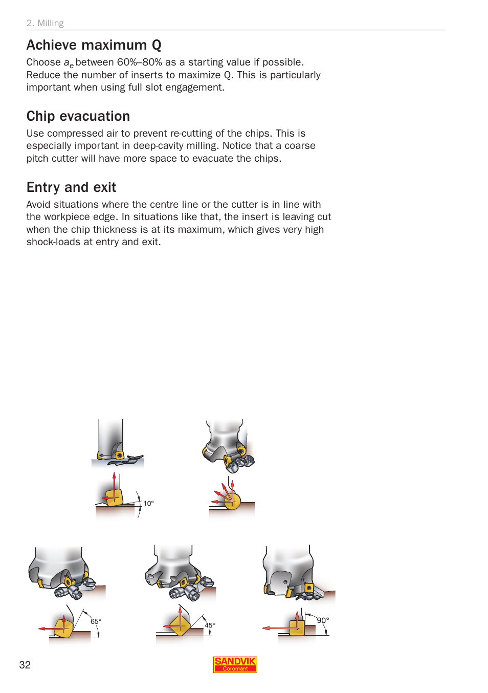 Achieve maximum q, Chip evacuation, Entry and exit | Sandvik Coromant Silent tools - application guide User Manual | Page 34 / 100