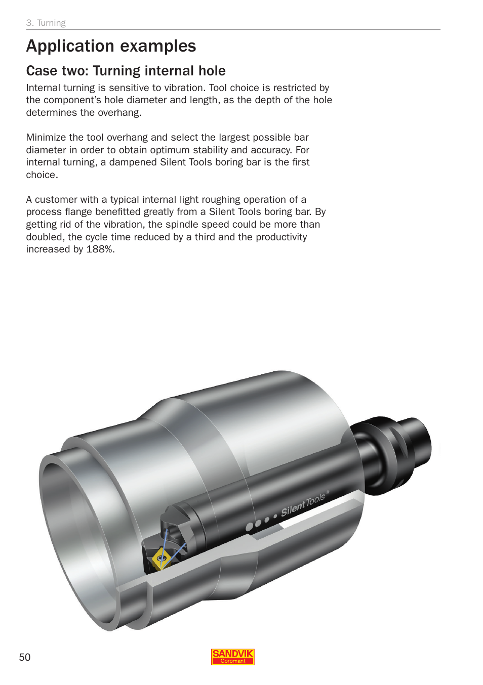 Application examples, Case two: turning internal hole | Sandvik Coromant Silent tools - application guide User Manual | Page 52 / 100