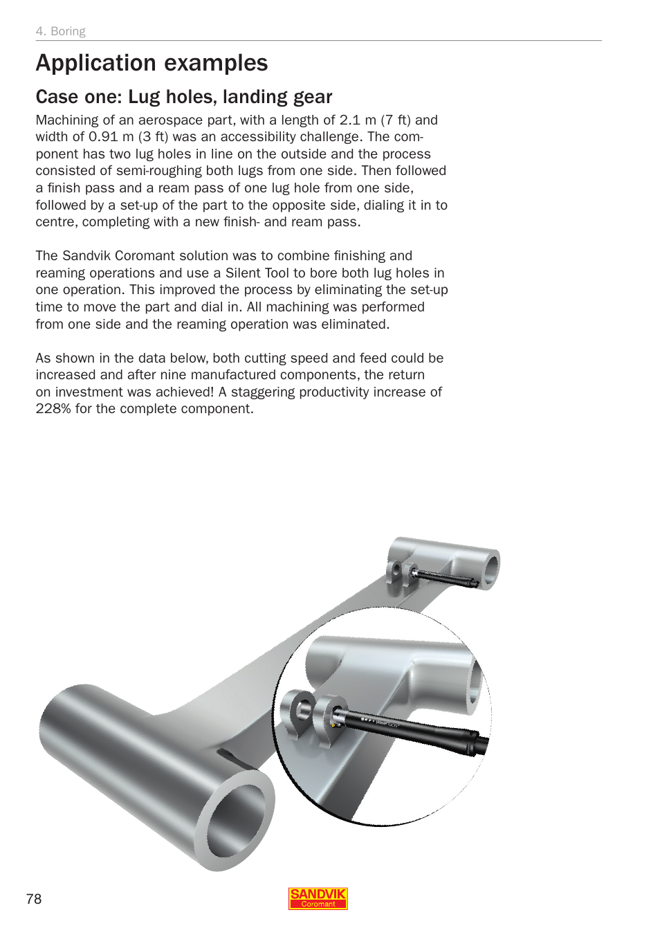 Application examples, Case one: lug holes, landing gear | Sandvik Coromant Silent tools - application guide User Manual | Page 80 / 100