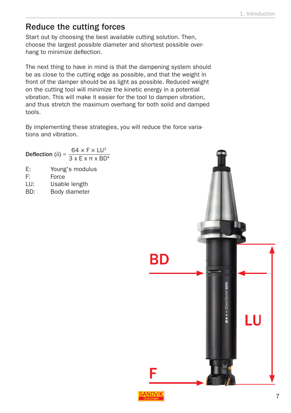 Bd f lu, Reduce the cutting forces | Sandvik Coromant Silent tools - application guide User Manual | Page 9 / 100