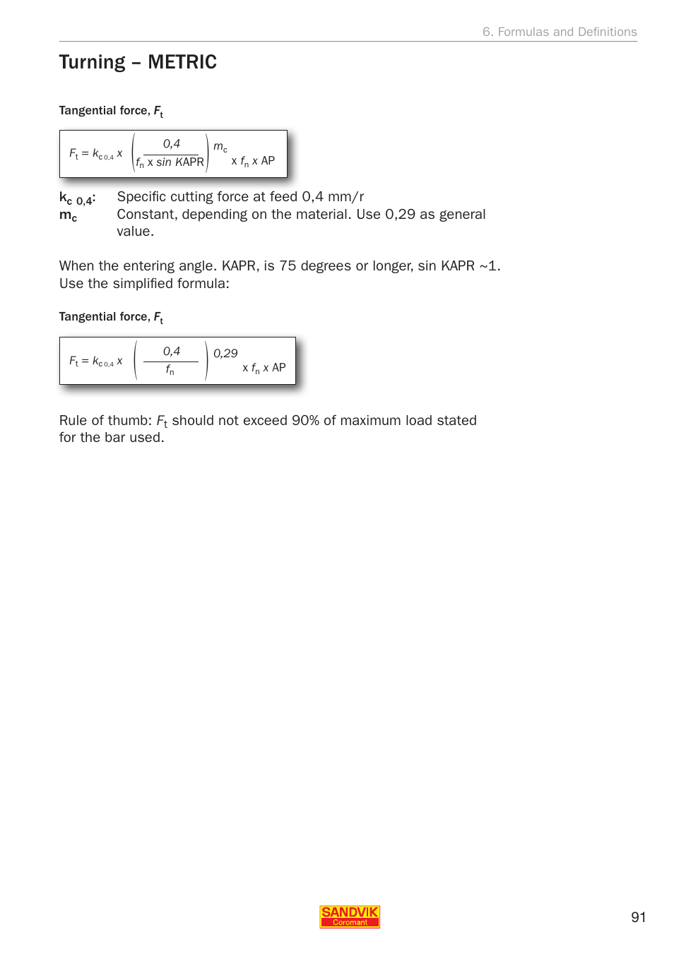 Turning – metric | Sandvik Coromant Silent tools - application guide User Manual | Page 93 / 100