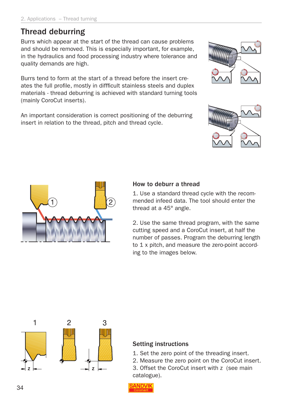 Thread deburring | Sandvik Coromant Threading User Manual | Page 34 / 118
