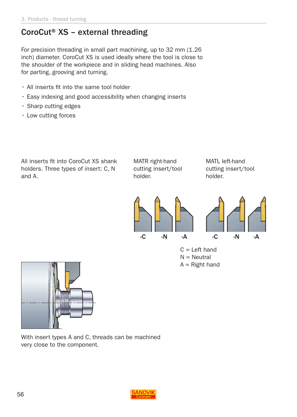 Corocut® xs, Corocut® xs – external threading | Sandvik Coromant Threading User Manual | Page 56 / 118