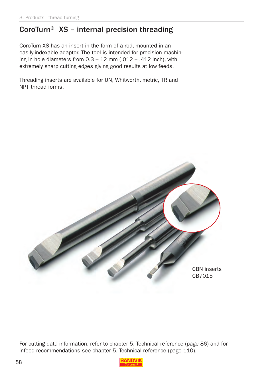 Coroturn® xs, Coroturn® xs – internal precision threading | Sandvik Coromant Threading User Manual | Page 58 / 118
