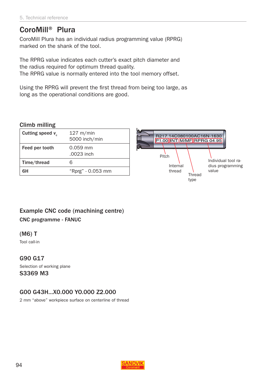 Coromill® plura | Sandvik Coromant Threading User Manual | Page 94 / 118