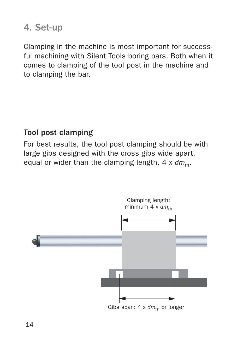 Set-up, Tool post clamping | Sandvik Coromant Silent tools - users guide User Manual | Page 14 / 36