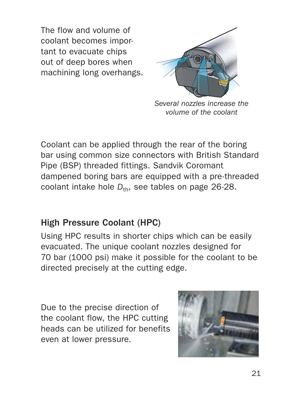 High pressure coolant (hpc) | Sandvik Coromant Silent tools - users guide User Manual | Page 21 / 36