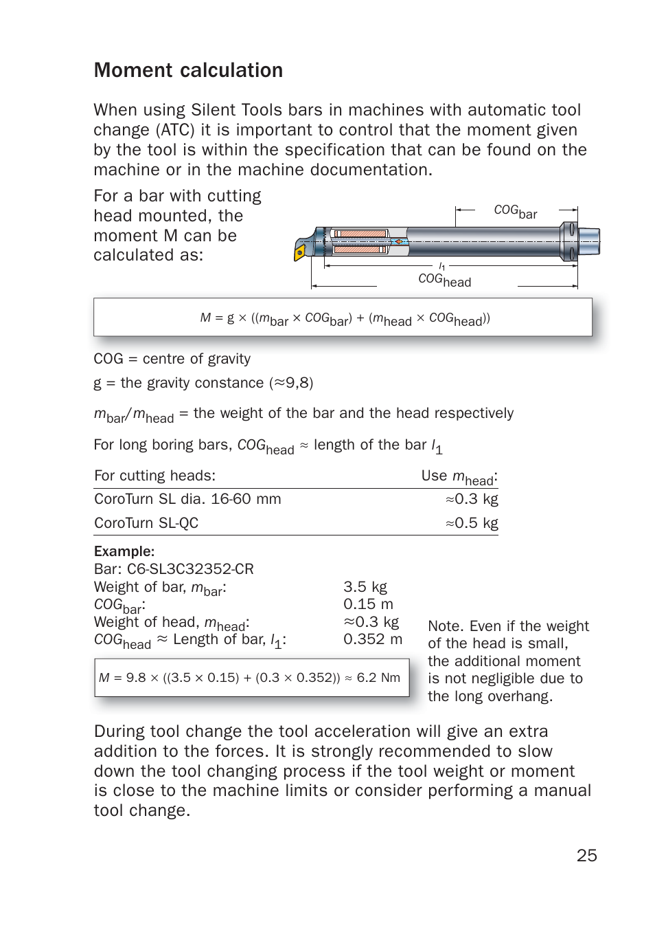 Moment calculation | Sandvik Coromant Silent tools - users guide User Manual | Page 25 / 36