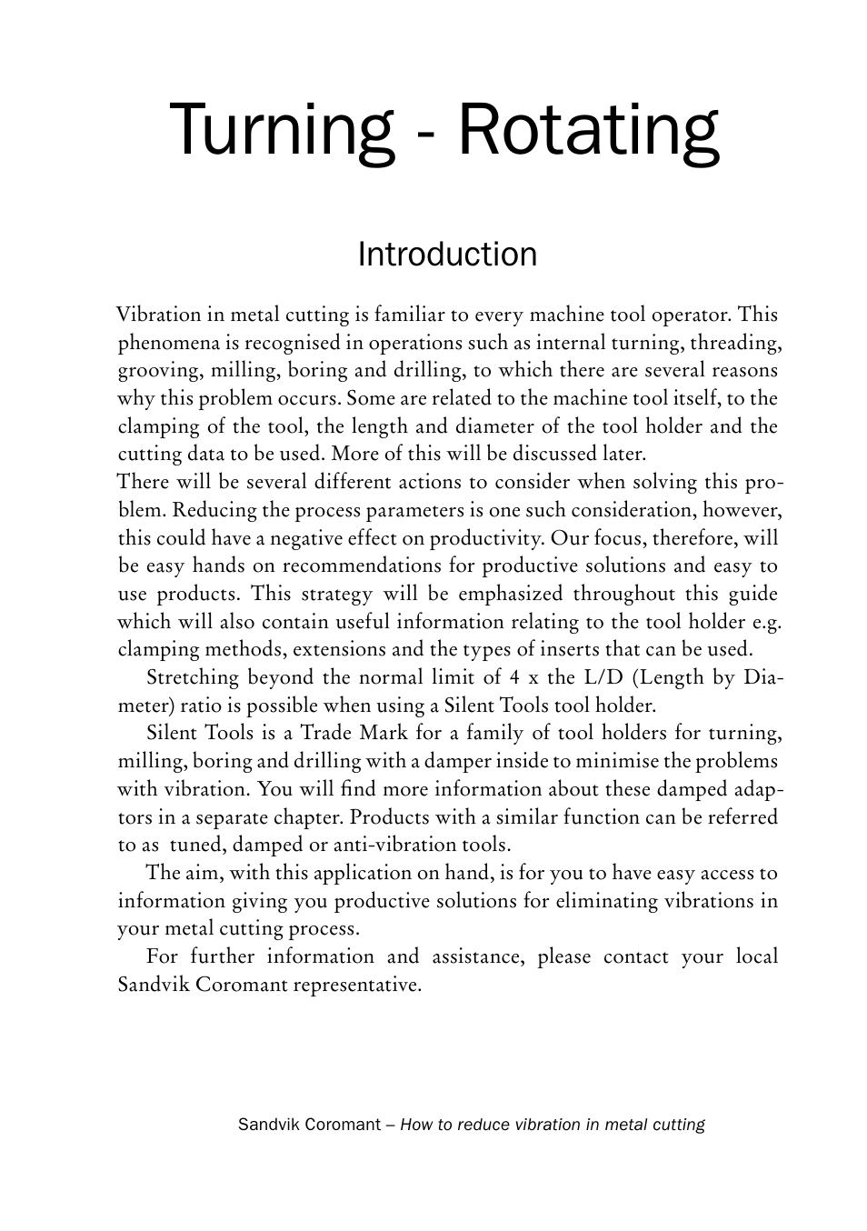 Turning - rotating, Introduction | Sandvik Coromant Silent tools - How to reduce vibration in metal cutting User Manual | Page 2 / 60