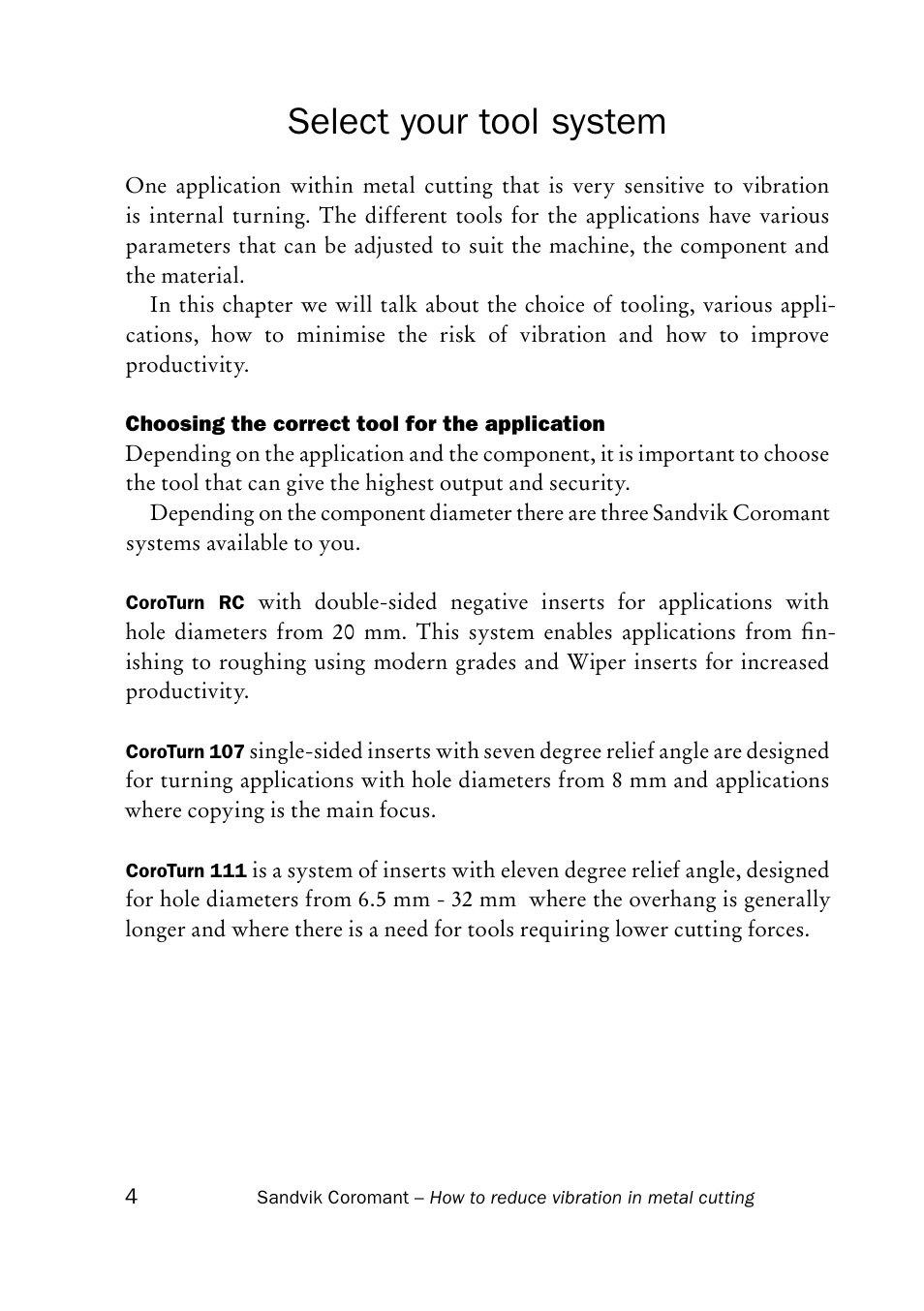 Select your tool system | Sandvik Coromant Silent tools - How to reduce vibration in metal cutting User Manual | Page 8 / 60