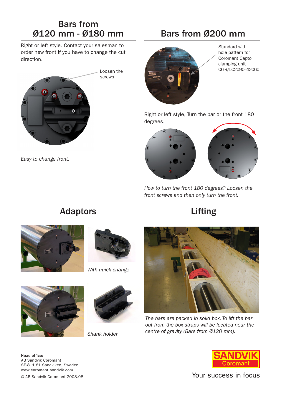 Lifting, Adaptors | Sandvik Coromant CoroTurn SL quick change User Manual | Page 4 / 4