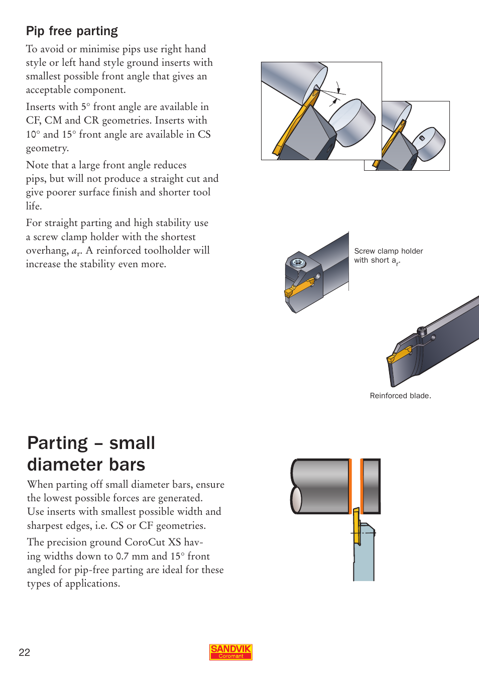 Parting – small diameter bars, Pip free parting | Sandvik Coromant Parting and grooving - users guide User Manual | Page 24 / 84