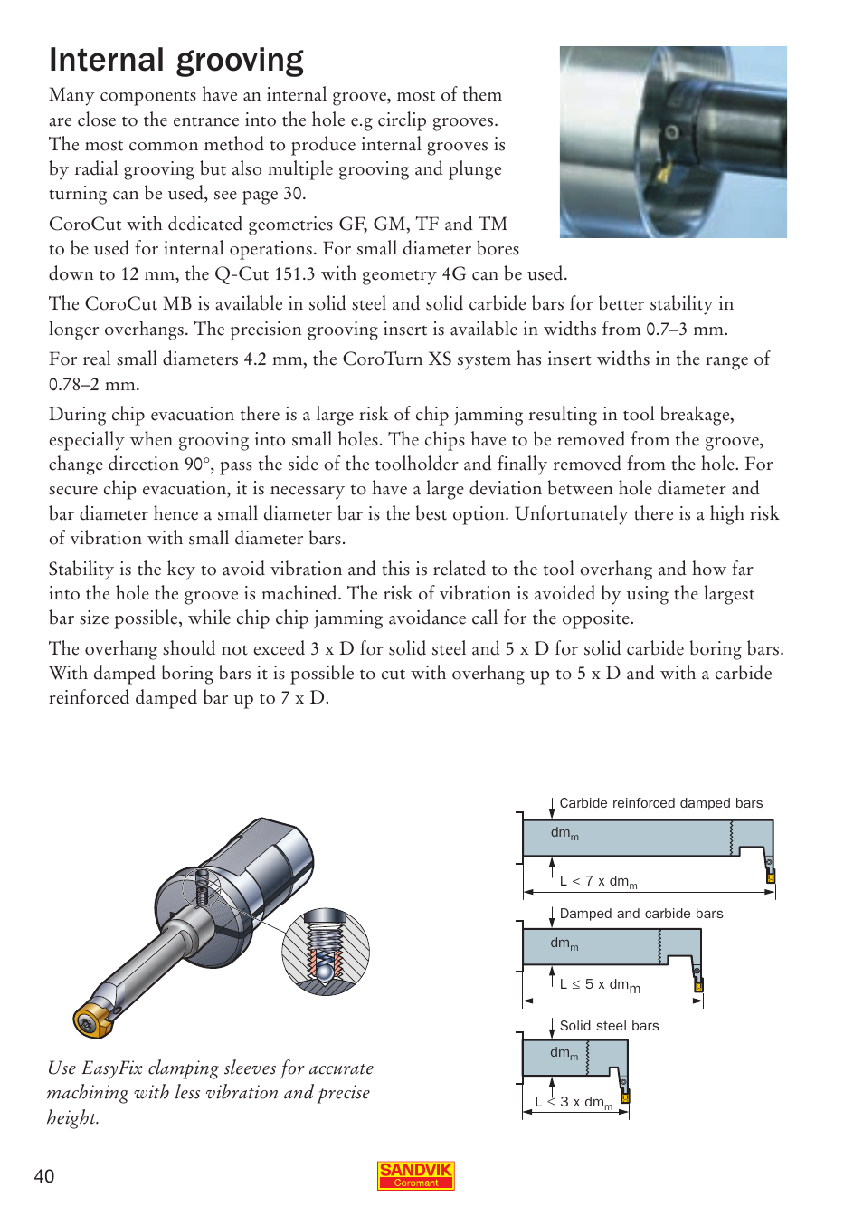 Internal grooving | Sandvik Coromant Parting and grooving - users guide User Manual | Page 42 / 84