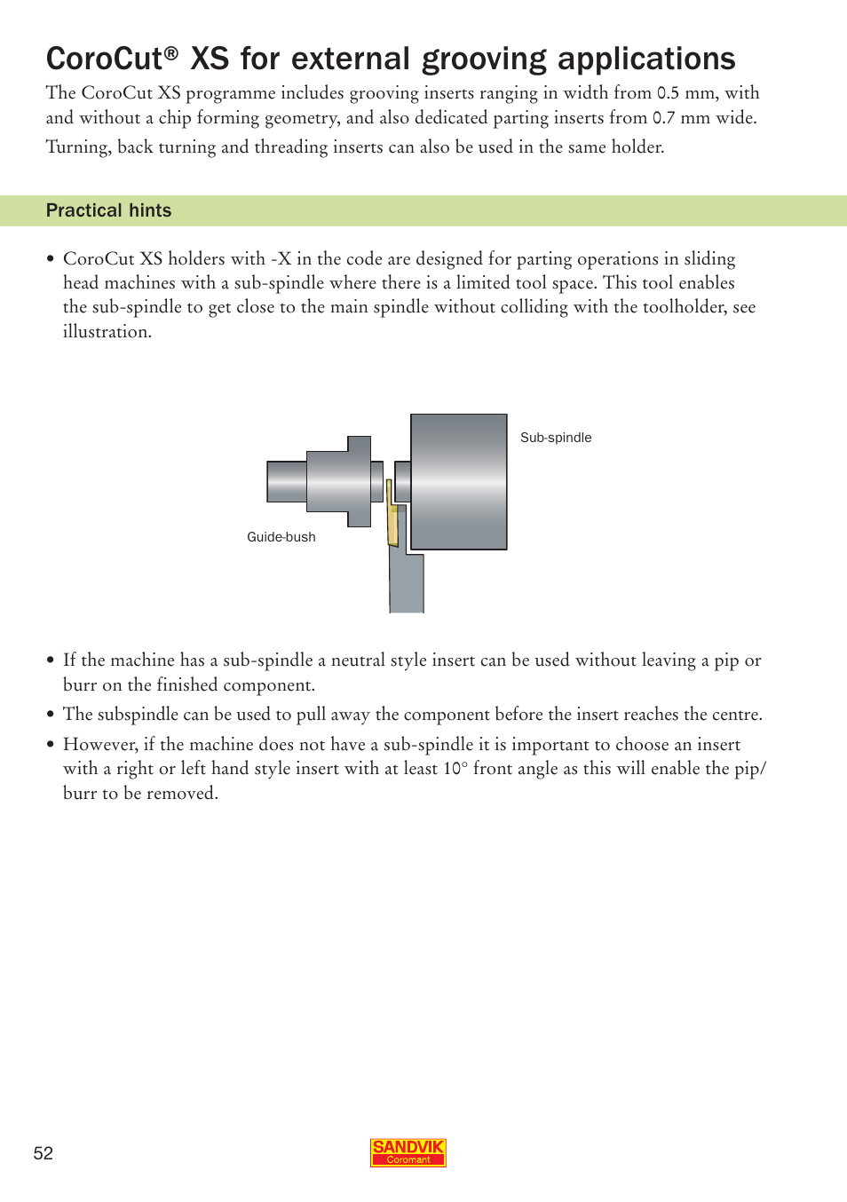 Corocut® xs for external grooving applications | Sandvik Coromant Parting and grooving - users guide User Manual | Page 54 / 84