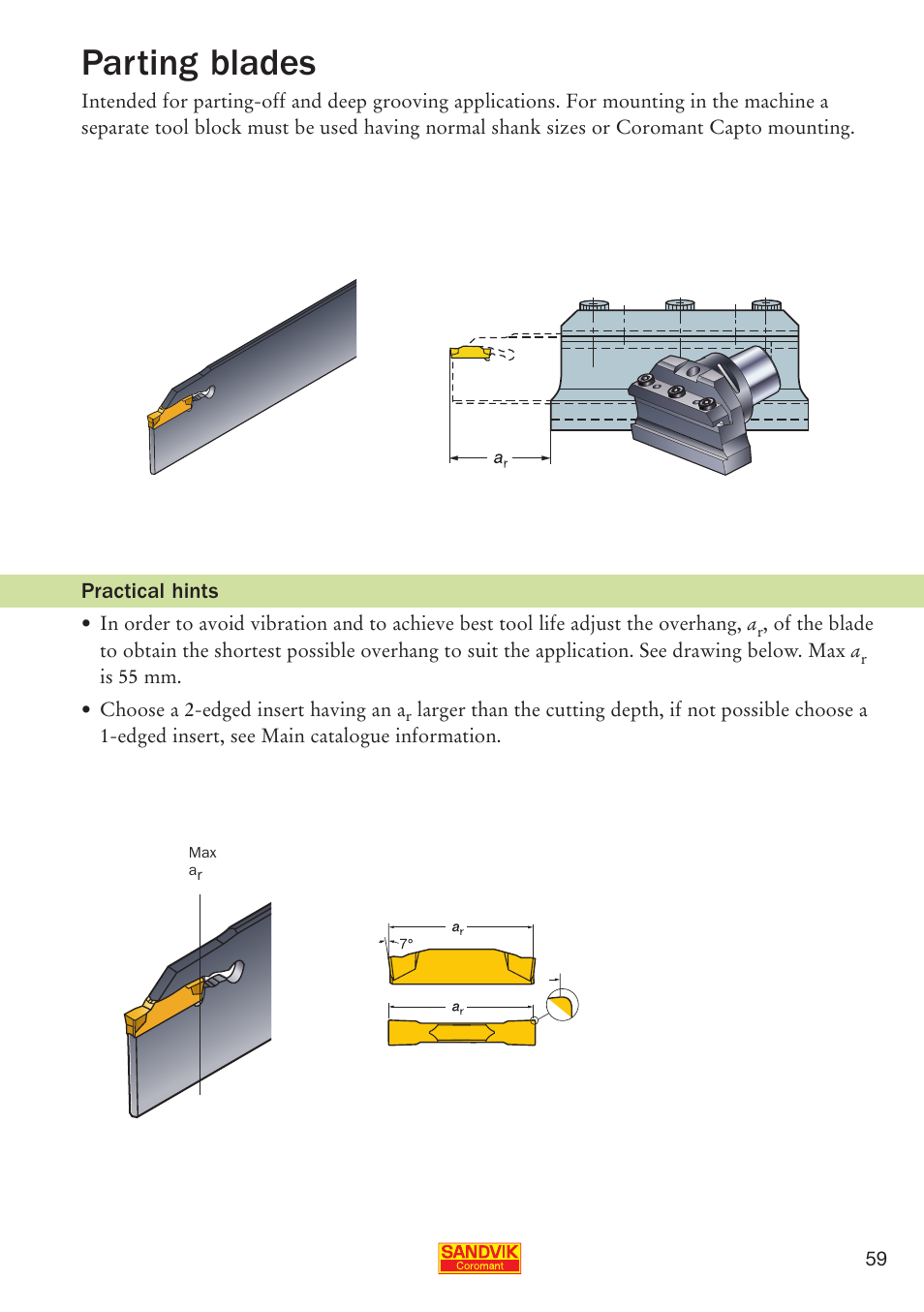 Parting blades | Sandvik Coromant Parting and grooving - users guide User Manual | Page 61 / 84