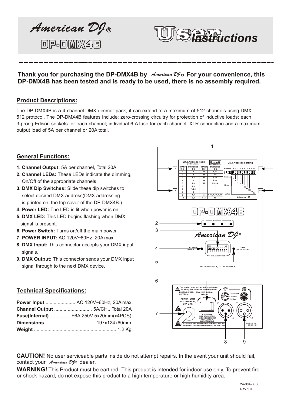 American DJ DP-DMX4B User Manual | 1 page