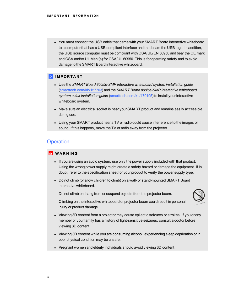 Operation | Smart Technologies 800i5e-SMP User Manual | Page 5 / 118